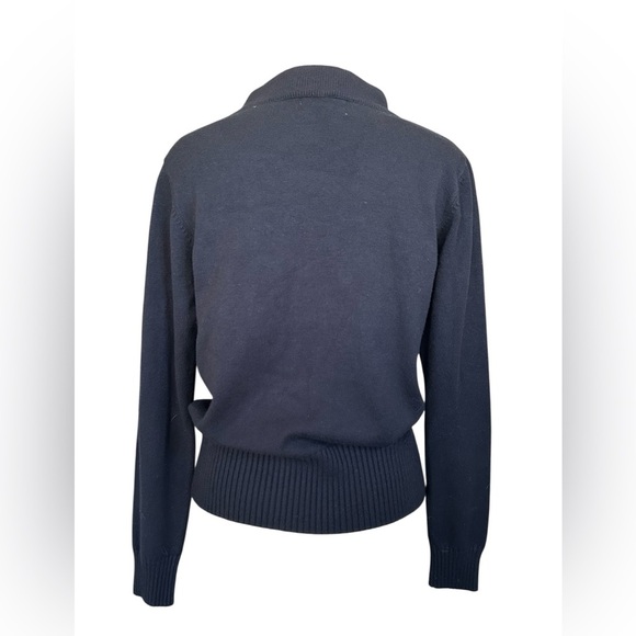 LILI SIDONIO Black Sweater with built in scarf/tie  size medium - Picture 2 of 7